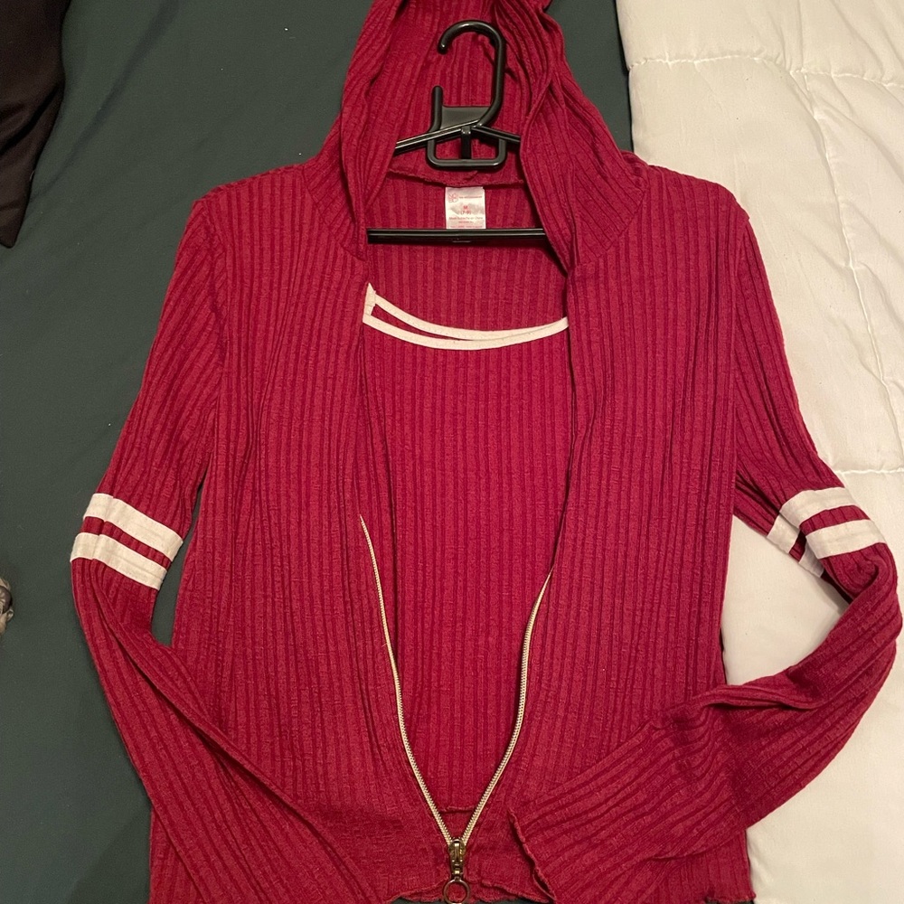 Bright Red Cardigan with Long Sleeves